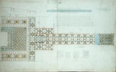 Entwurf für einen Bodenbelag, Balliol College Chapel, Oxford, 1854-57